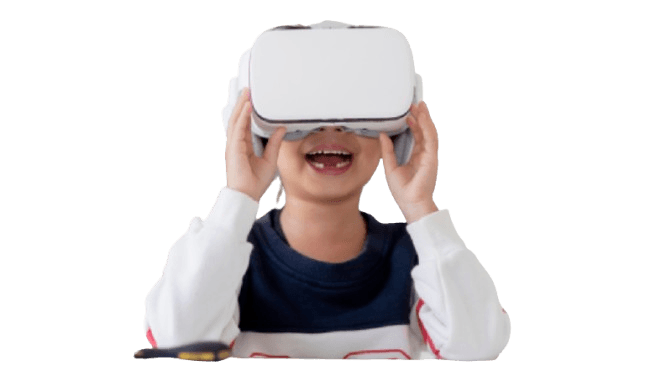 A happy child learning online with MindLeap Academy